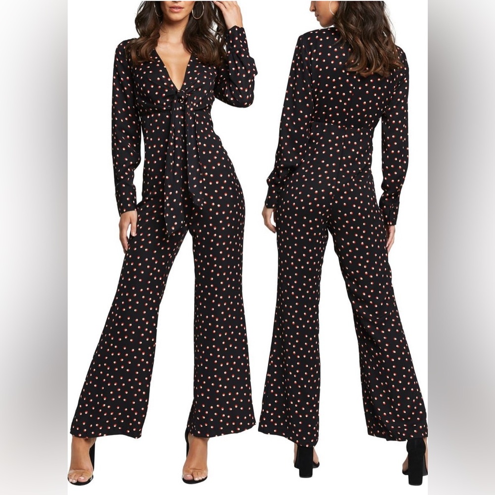 NWT Bardot Dot Print Long Sleeve Jumpsuit. Size 6/S